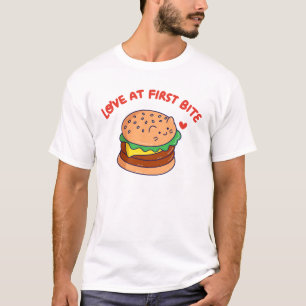 Liebe zuerst beißen - niedlicher Katzenburger T-Shirt