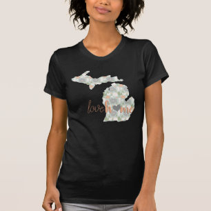 Liebe Zuhause Cactus gefüllt Michigan Silhouette T-Shirt