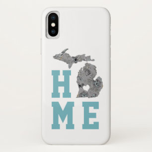 Liebe Zuhause Staat Michigan Gray Blue Poppies Blu Case-Mate iPhone Hülle
