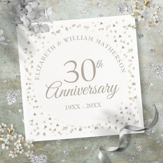 Liebe zum 30. Hochzeitstag Hearts Confetti Serviette