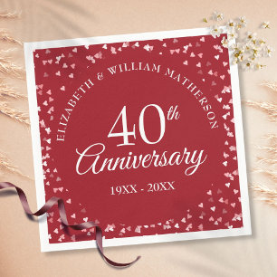 Liebe zum 40. Jubiläum Hearts Confetti Serviette