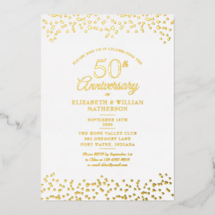 Liebe zum 50. Jahrestag der Hochzeit: Gold Folieneinladung