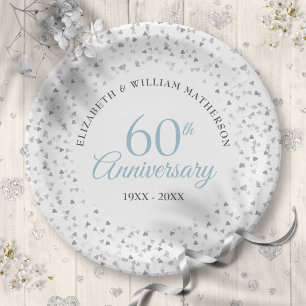 Liebe zum 60. Hochzeitstag Hearts Confetti Pappteller