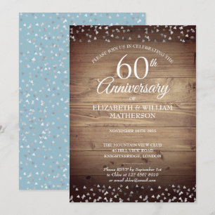 Liebe zum 60. Jubiläum Hört Confetti Rustikales Ho Einladung