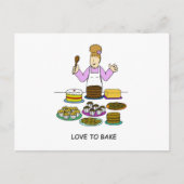 Liebe zum backen Cartoon Lady with Cakes Postkarte (Vorderseite)