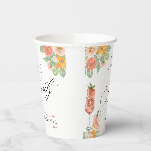 Liebe zum ersten Spritz Bright Cocktail Brautparty Pappbecher (Links)