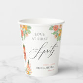 Liebe zum ersten Spritz Bright Cocktail Brautparty Pappbecher (Vorderseite)