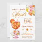 Liebe zum ersten Spritz Floral Cocktail Brautparty Einladung (Vorderseite)