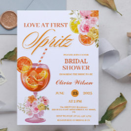 Liebe zum ersten Spritz Floral Cocktail Brautparty Einladung