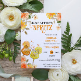 Liebe zum ersten Spritz Floral Cocktail Brautparty Einladung