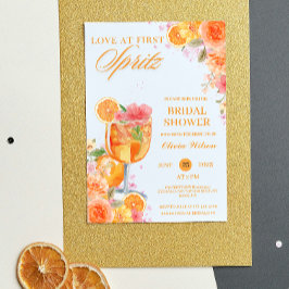 Liebe zum ersten Spritz Floral Cocktail Brautparty Einladung