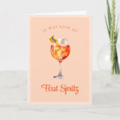 Liebe zum ersten Spritz Niedlich Cocktail Pub Jubi Karte (Vorderseite)
