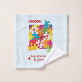 Liebe zum Geburtstag Junge Puzzle Badhandtuch Set (Waschlappen)