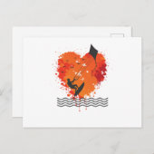 Liebe zum Kite Surfing mit Wellen und Wind Postkarte (Vorne/Hinten)