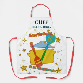 Liebe zum Kochen Koch Kochutensilien personalisier Schürze