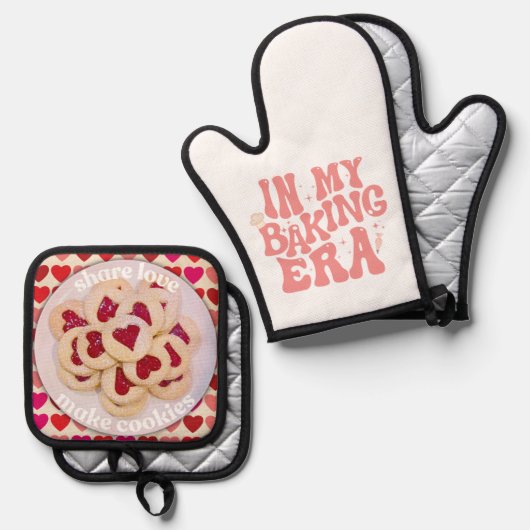 Liebe zum Kuchen Ofenhandschuh & Topflappen-Set (Vorderseite/Rückseite)