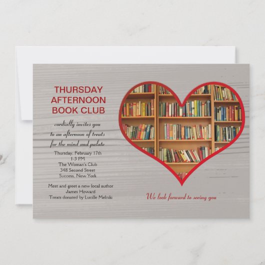 Liebe zum Lesen des Buchclubs Einladung (Vorderseite)