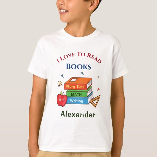 Liebe zum Lesen von Büchern Lesen, Anpassen T-Shirt (Vorderseite)