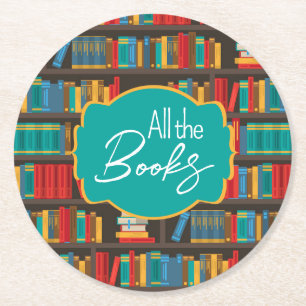 Liebe zum Lesen von virtuellen Bibliotheken Runder Pappuntersetzer