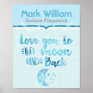 Liebe zum Mond Blue Baby Kinderzimmer Poster