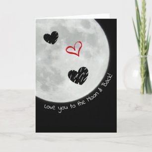 Liebe zum Mond und Back Happy Valentines Day Karte