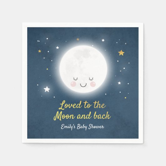 Liebe zum Mond und der hinteren Baby-Dusche Napkin Serviette (Vorderseite)