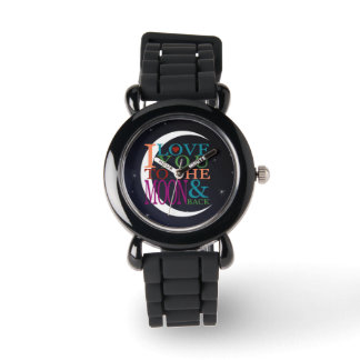 Liebe zum Mond und Rücken Kind Armbanduhr