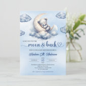 Liebe zum Mond und zum Teddybär Einladung (Stehend Vorderseite)