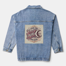 Liebe zum Mond und zur Rückenjacke Jeansjacke