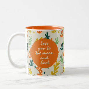 Liebe zum Mond und zur Tasse des Back Couple Coffe