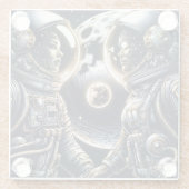 Liebe zum Mond und zurück | Astronauten Glasuntersetzer (Rückseite)