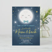 Liebe zum Mond und zurück Baby Dusche Einladung (Stehend Vorderseite)