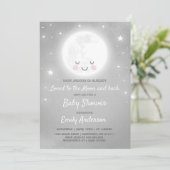 Liebe zum Mond und zurück Baby Dusche Einladung (Stehend Vorderseite)