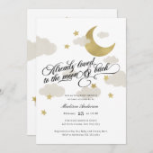 Liebe zum Mond und zurück Baby Dusche Gold Einladung (Vorne/Hinten)