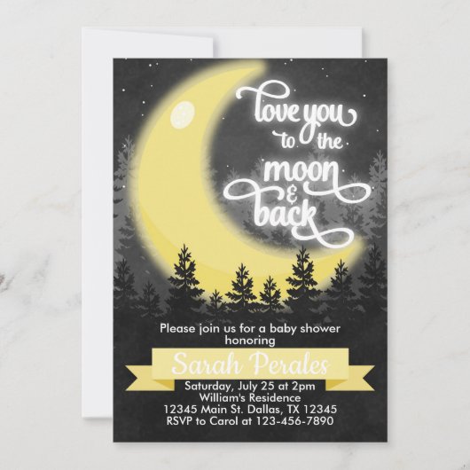 Liebe zum Mond und zurück Einladung (Vorderseite)