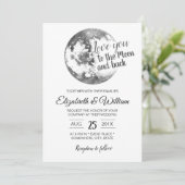 Liebe zum Mond und zurück Elegante Hochzeit Einladung (Stehend Vorderseite)