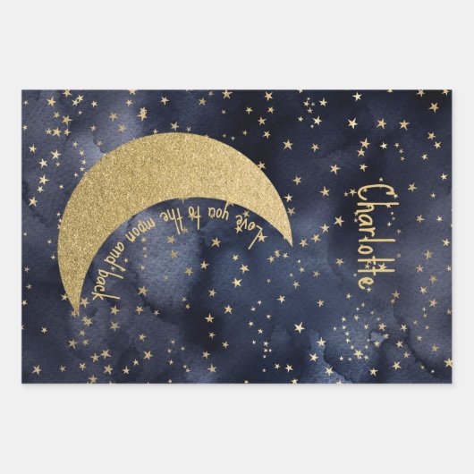 Liebe zum Mond und zurück Geschenkpapier Set (Vorderseite)