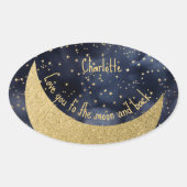 Liebe zum Mond und zurück Ovaler Aufkleber (Vorderseite)