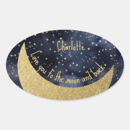 Liebe zum Mond und zurück Ovaler Aufkleber