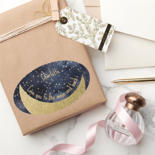 Liebe zum Mond und zurück Ovaler Aufkleber (Schenken)