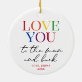 Liebe zum Mond und zurück Personalisierter Regenbo Keramik Ornament (Hinten)