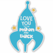 Liebe zum Mond und zurück, Rakete, Sterne Aufkleber (Vorderseite)