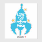 Liebe zum Mond und zurück, Rakete, Sterne Aufkleber (Blatt)