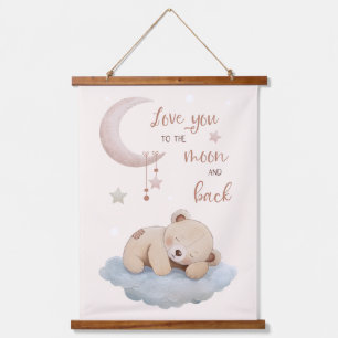 Liebe zum Mond und zurück - Schöne Bärenwand Wandteppich Mit Holzrahmen