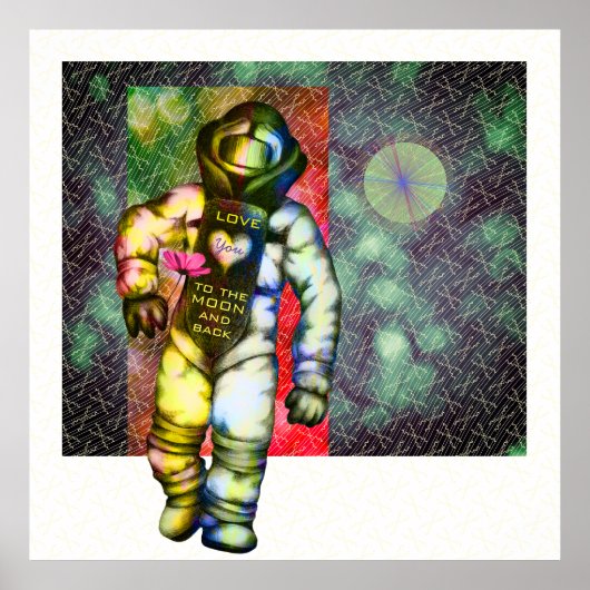 Liebe zum Mondastronaut, der Coolen Raum Zeichne Poster (Vorne)