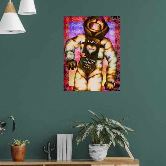 Liebe zum Mondastronaut, der Coolen Raum Zeichne Poster (Wohnzimmer 1)
