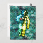 Liebe zum Mondastronaut, der Coolen Raum Zeichne Postkarte (Vorne/Hinten)