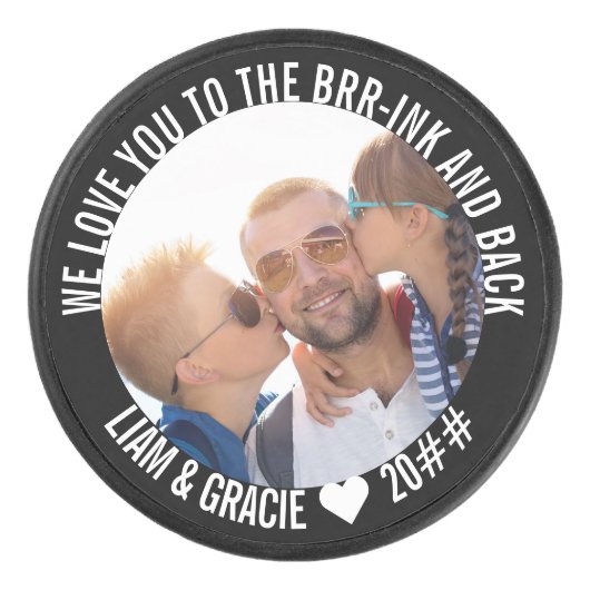 Liebe zum Personalisierten Foto "Brrink & Back" Eishockey Puck (Vorderseite)