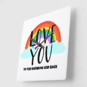 Liebe zum Regenbogen und zurück Quadratische Wanduhr (Winkel)