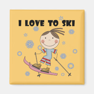 Liebe zum Skifahren - Girl Tshirts und Geschenke Magnet